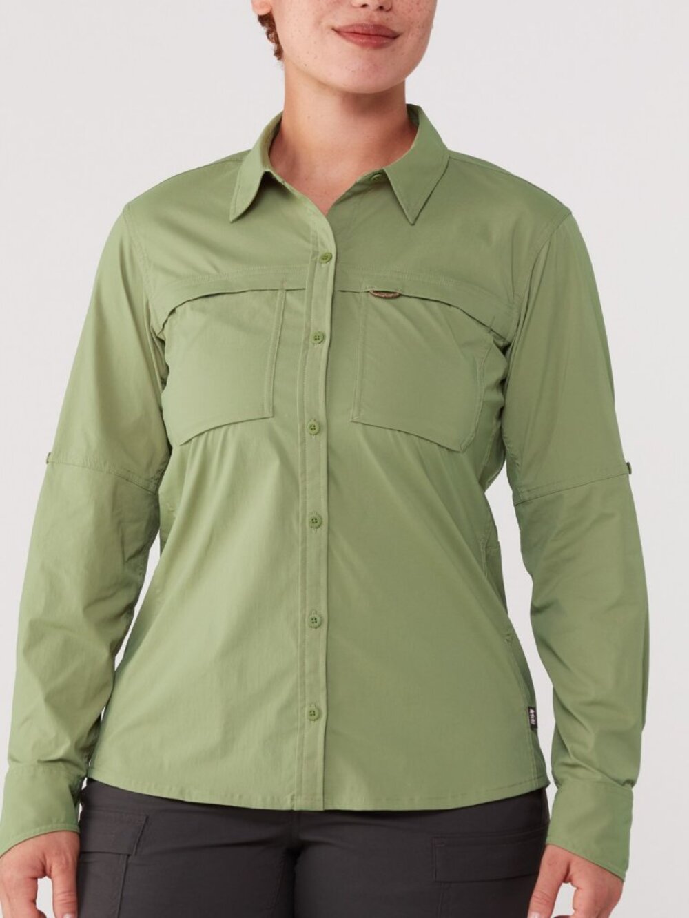 NEW REI Sahara Long-Sleeve Shirt NWT L Sage Hiking Trail Vented UPF 50